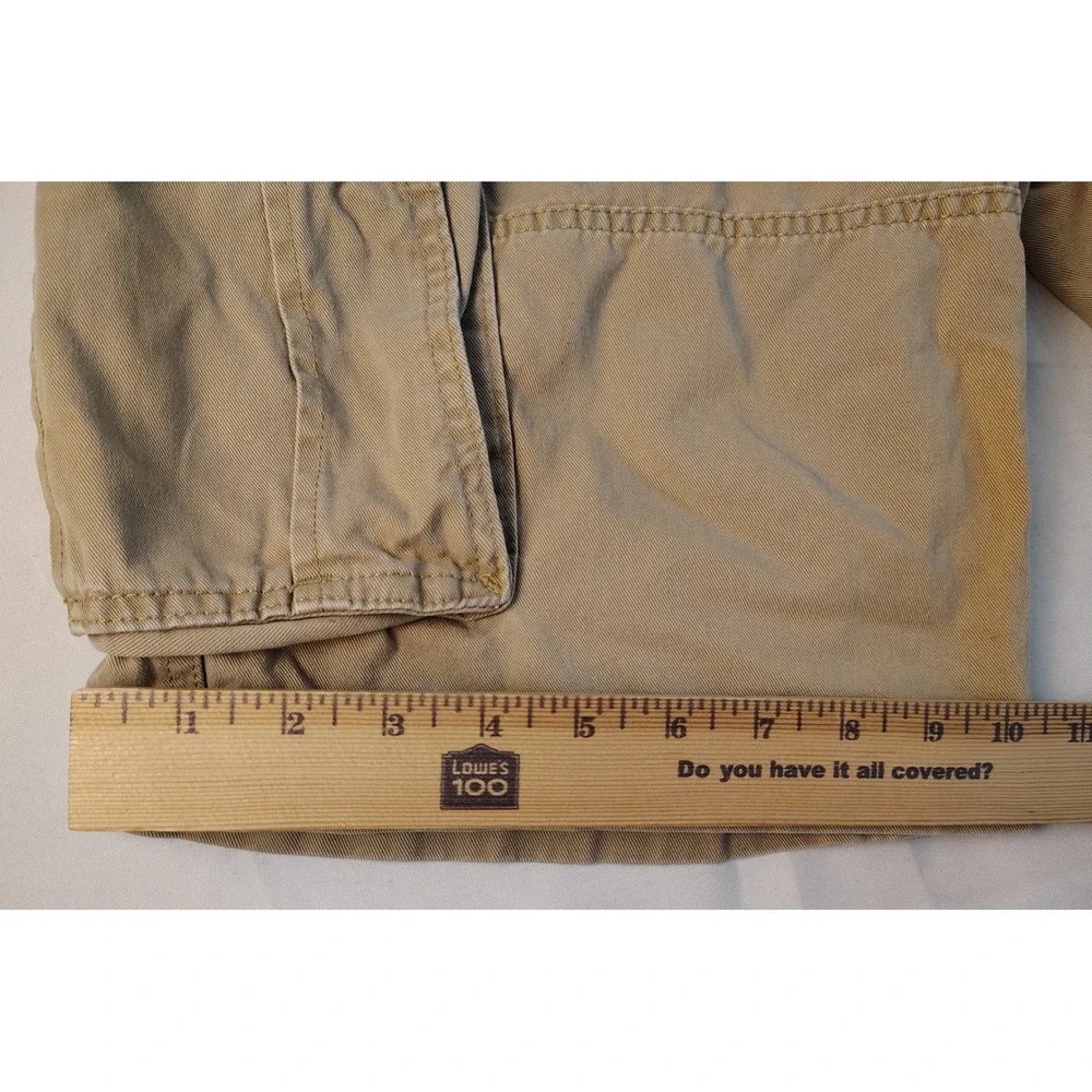 Nautica Jeans Co Mens 32W Khaki Tan Cotton Twill Multi Pocket Cargo Shorts